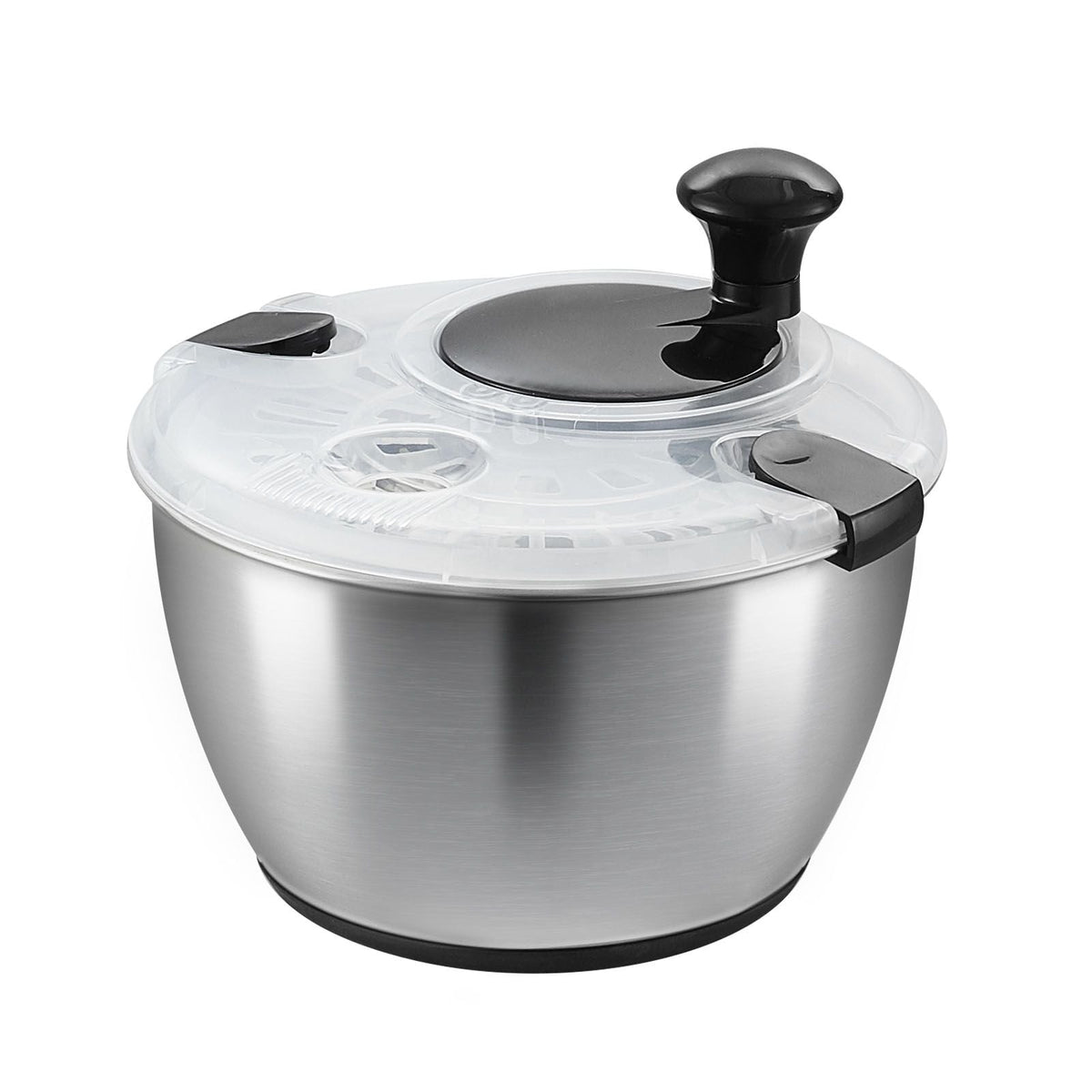 Stainless Steel Salad Spinner, 4.75Qt, One-handed Easy Press Large Vegetable Dryer Washer, Lettuce Cleaner and Dryer with 304 Stainless Steel Bowl, for Greens, Herbs, Berries, Fruits, No BPA