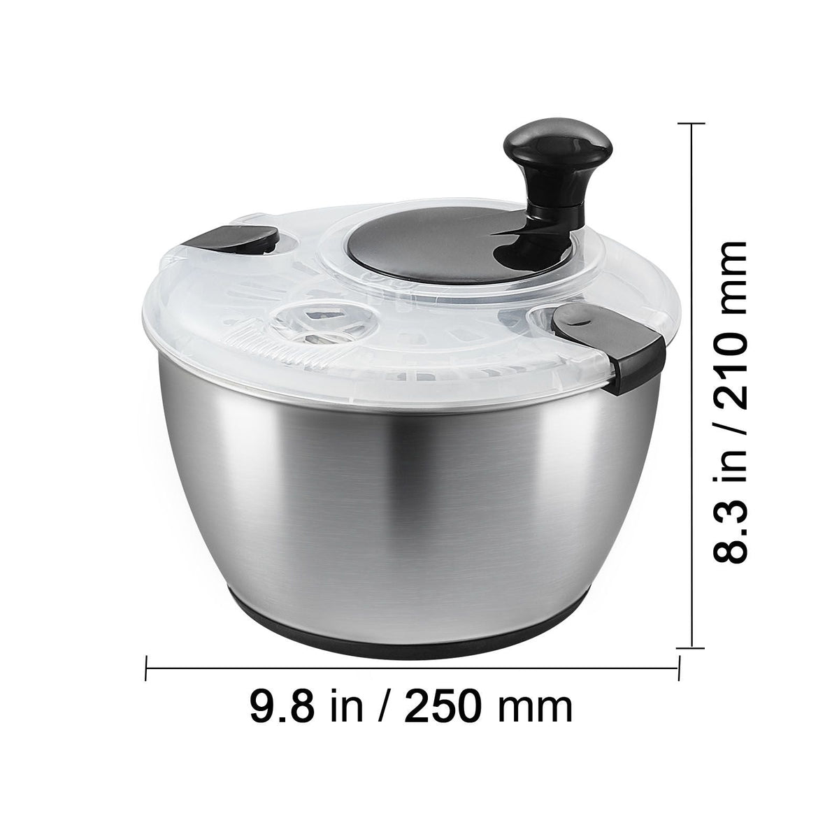Stainless Steel Salad Spinner, 4.75Qt, One-handed Easy Press Large Vegetable Dryer Washer, Lettuce Cleaner and Dryer with 304 Stainless Steel Bowl, for Greens, Herbs, Berries, Fruits, No BPA