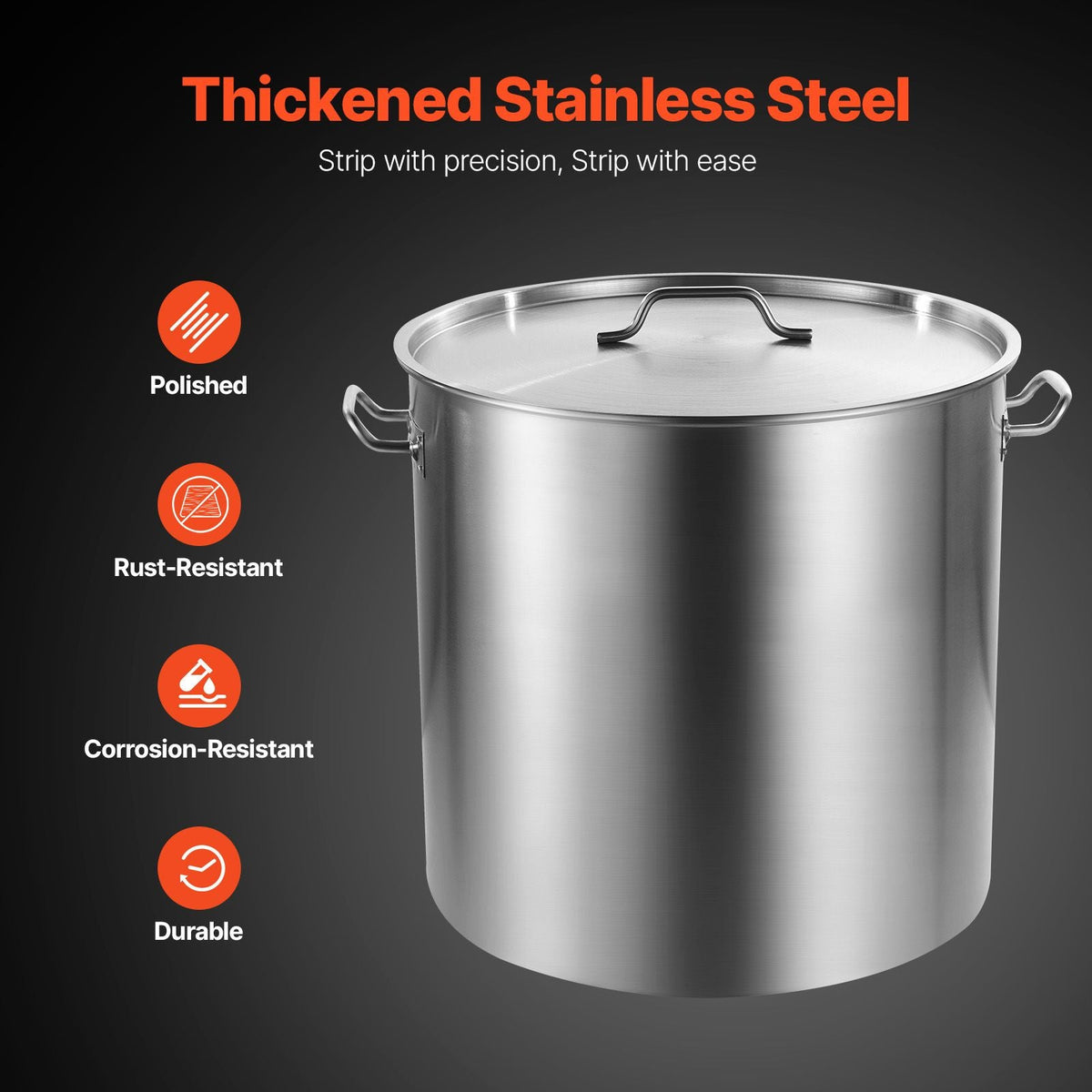 Stainless Steel Stockpot, 100 Quart Large Cooking Pots, Cookware Sauce Pot with Basket, Lid, and Handle, Heavy Duty Commercial Grade Stock Pot, Sanding Treatment, for Large Groups Events Silver