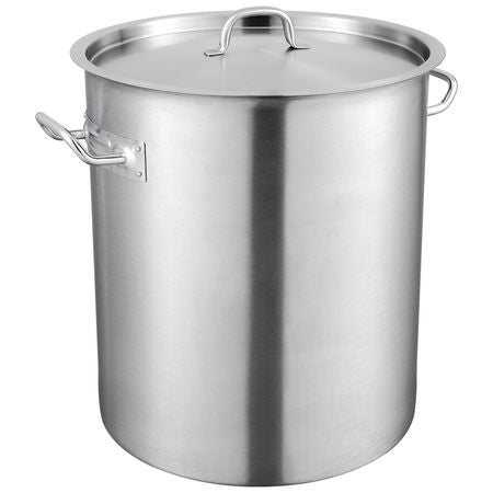 Stainless Steel Stockpot, 42 Quart Large Cooking Pots, Multipurpose Cookware Sauce Pot with Lid & Handle, Heavy Duty Commercial Grade Stock Pot, Sanding Treatment, for Large Groups Events Silver