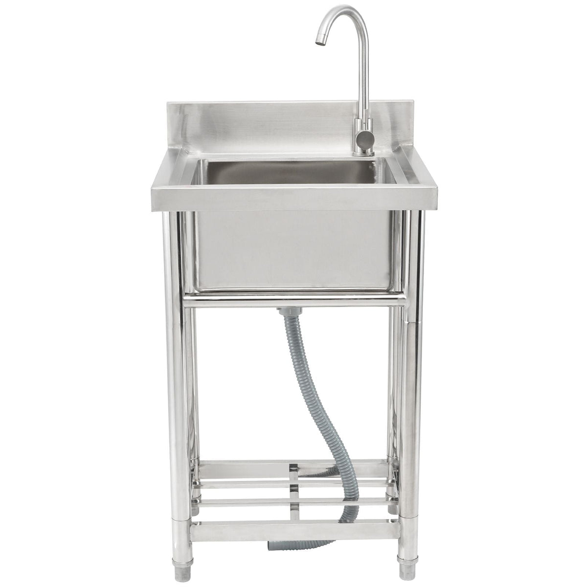 Stainless Steel Utility Sink, 1 Compartment Free Standing Small Sink Include Faucet & legs, 16 x 13 x 8.7 in Commercial Single Bowl Sinks for Garage, Restaurant, Kitchen, Laundry