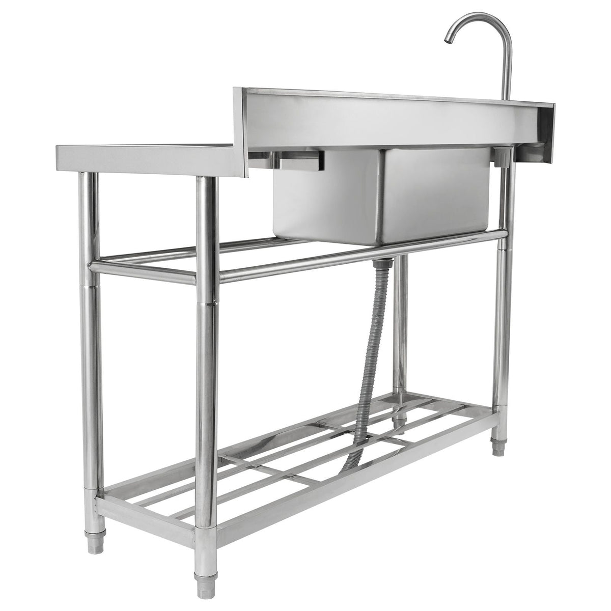 Stainless Steel Utility Sink, 1 Compartment Free Standing Small Sink w/Workbench Faucet & legs, 39.4 x 19.1 x 37.4 in Commercial Single Bowl Sinks for Garage, Restaurant, Laundry