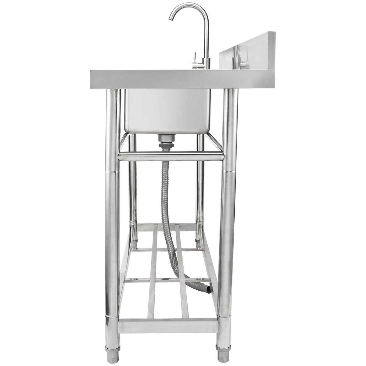 Stainless Steel Utility Sink, 1 Compartment Free Standing Small Sink w/Workbench Faucet & legs, 39.4 x 19.1 x 37.4 in Commercial Single Bowl Sinks for Garage, Restaurant, Laundry