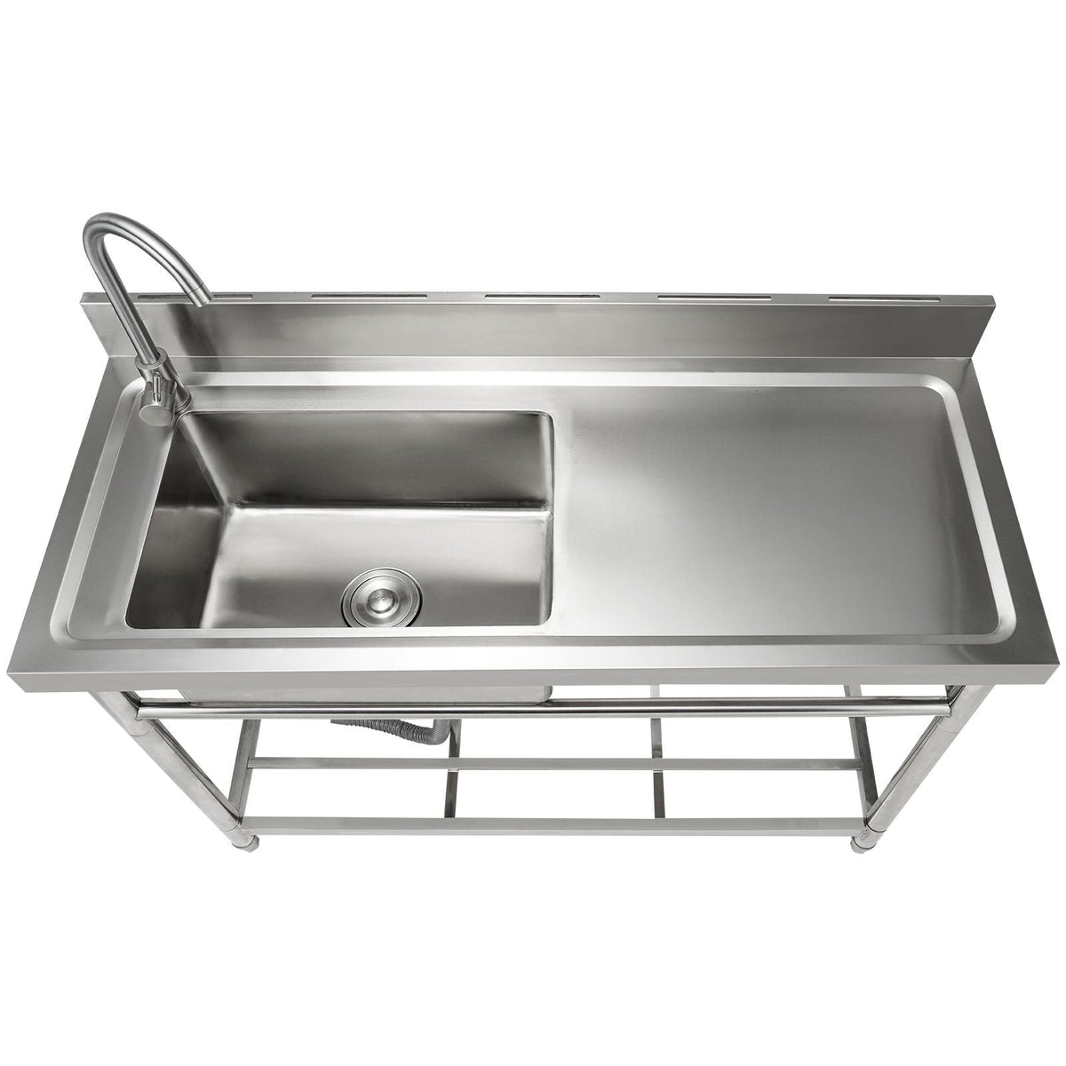 Stainless Steel Utility Sink, 1 Compartment Free Standing Small Sink w/Workbench Faucet & legs, 39.4 x 19.1 x 37.4 in Commercial Single Bowl Sinks for Garage, Restaurant, Laundry
