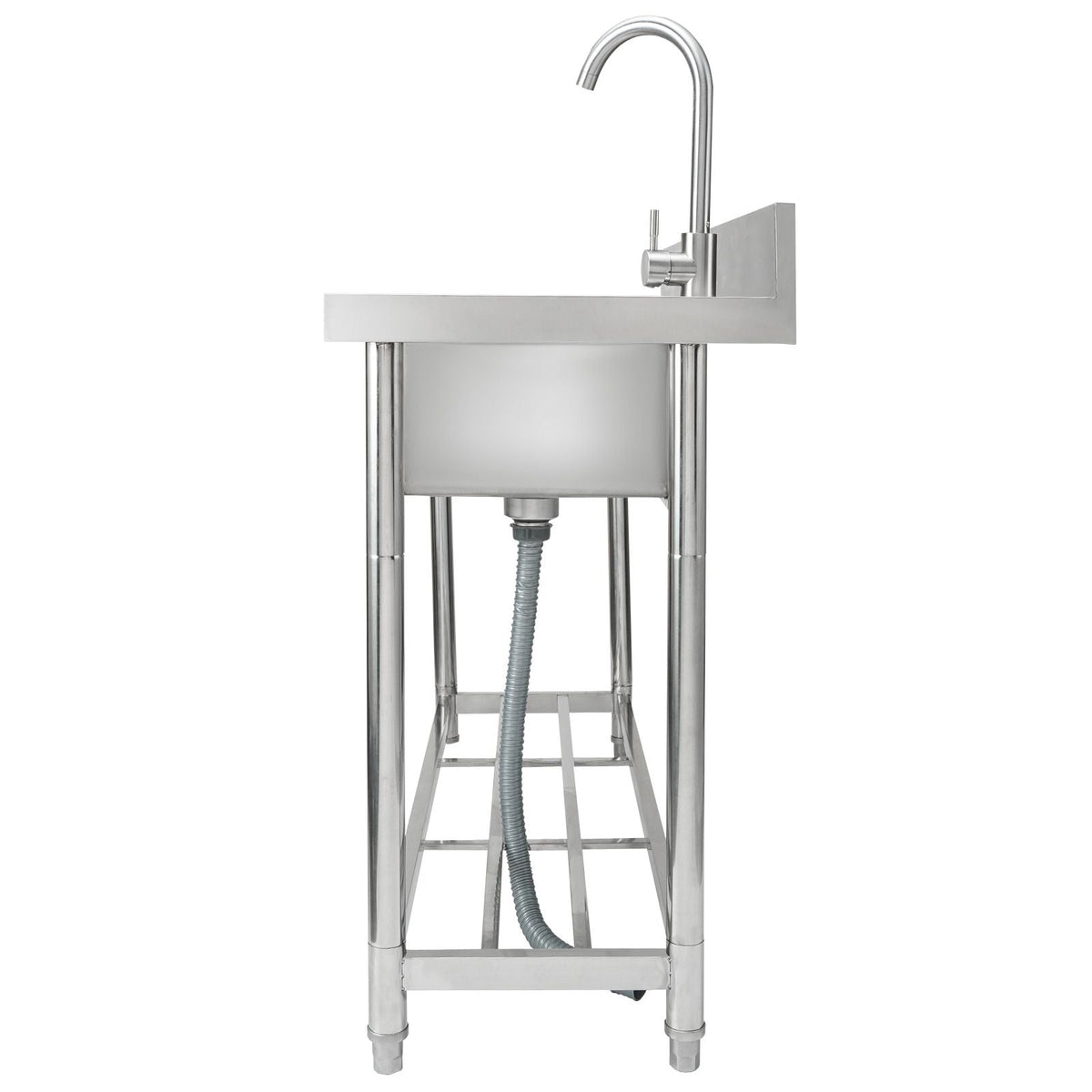 Stainless Steel Utility Sink, 1 Compartment Free Standing Small Sink w/Workbench Faucet & legs, 47.2 x 19.7 x 37.4 in Commercial Single Bowl Sinks for Garage, Restaurant, Laundry