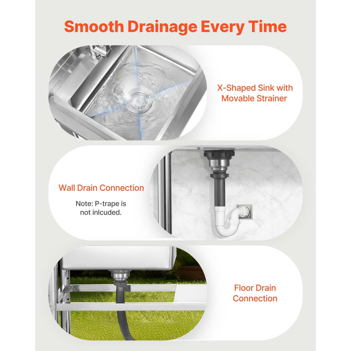 Stainless Steel Utility Sink, Free Standing Single Bowl Commercial Kitchen Sink with Faucet and Hot & Cold Water Pipe, Dual Storage Shelves for Garage, Restaurant, Laundry, 47.2 x 19.7 x 37 in