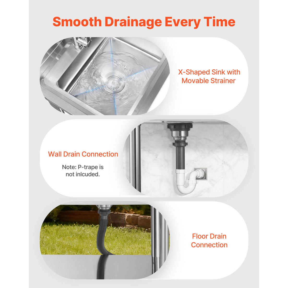 Stainless Steel Utility Sink, Rolling Single Bowl Commercial Kitchen Sink with Drawer, Faucet and Hot & Cold Water Pipe, Utility Basin for Garage, Restaurant, Laundry, 47.2 x 19.7 x 37 in