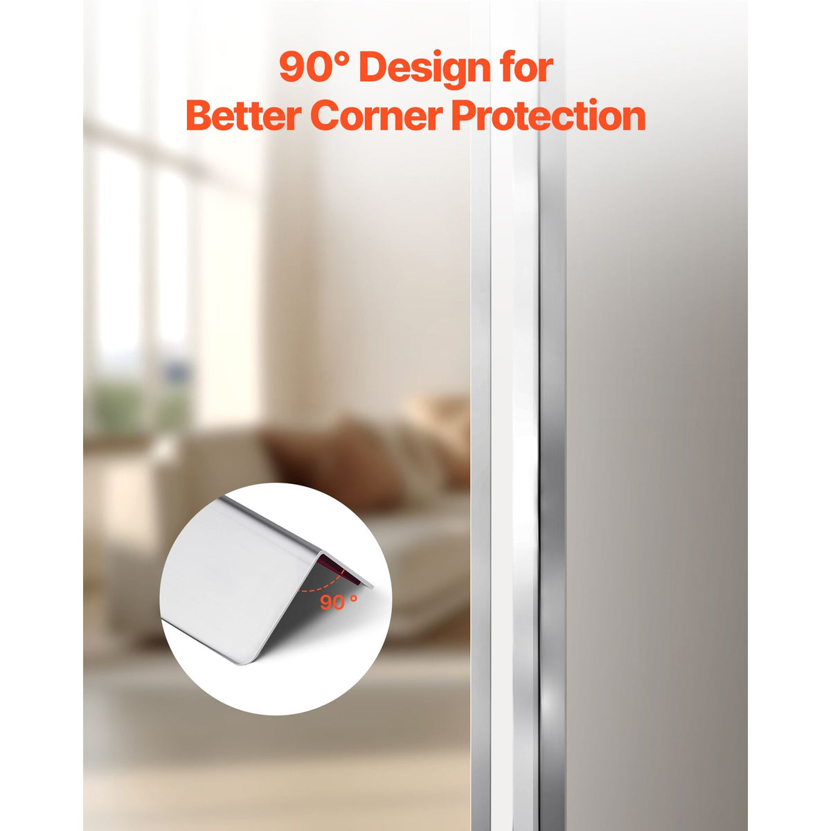 Stainless Steel Wall Corner Protector, 2 x 2 x 48 inch, 10 Pack Metal Corner Guards, 304 Stainless Steel Edge Trim 90-Degree Angle for Home,Office,Commercial Wall Protection, with 3m Tape