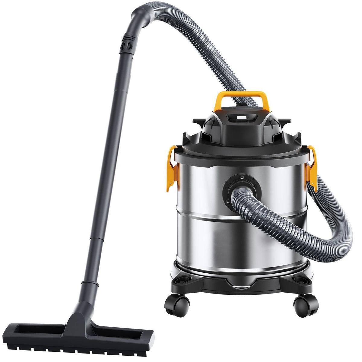 Stainless Steel Wet Dry Shop Vacuum, 5.5 Gallon 6 Peak HP Wet/Dry Vac, Powerful Suction with Blower Function w/ Attachment 2-in-1 Crevice Nozzle, Small Vac Perfect for Carpet Debris, Pet Hair