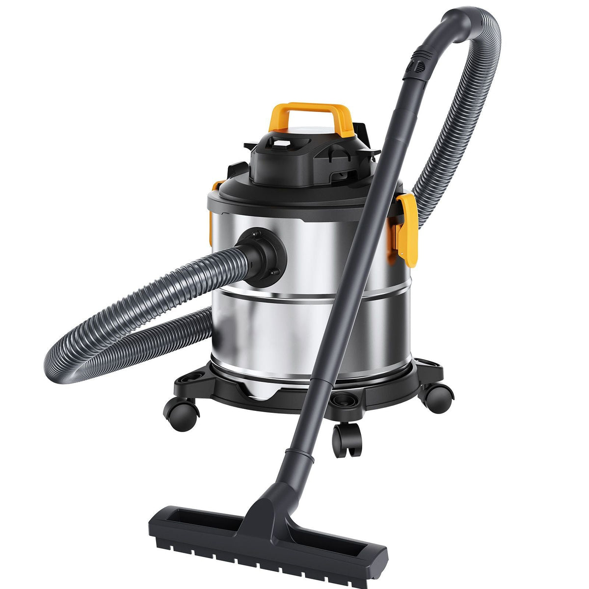 Stainless Steel Wet Dry Shop Vacuum, 5.5 Gallon 6 Peak HP Wet/Dry Vac, Powerful Suction with Blower Function w/ Attachment 2-in-1 Crevice Nozzle, Small Vac Perfect for Carpet Debris, Pet Hair