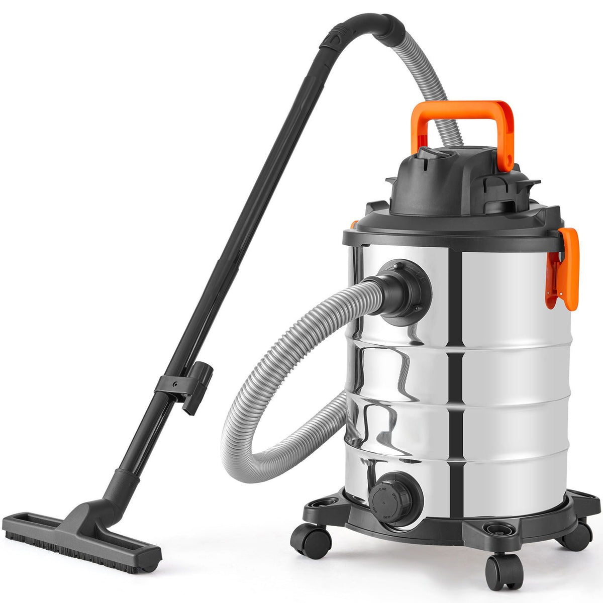 Stainless Steel Wet Dry Shop Vacuum, 8 Gallon 6 Peak HP Wet/Dry Vac, Powerful Suction with Blower Function w/ Attachment 2-in-1 Crevice Nozzle, Small Shop Vac Perfect for Carpet Debris, Pet Hair