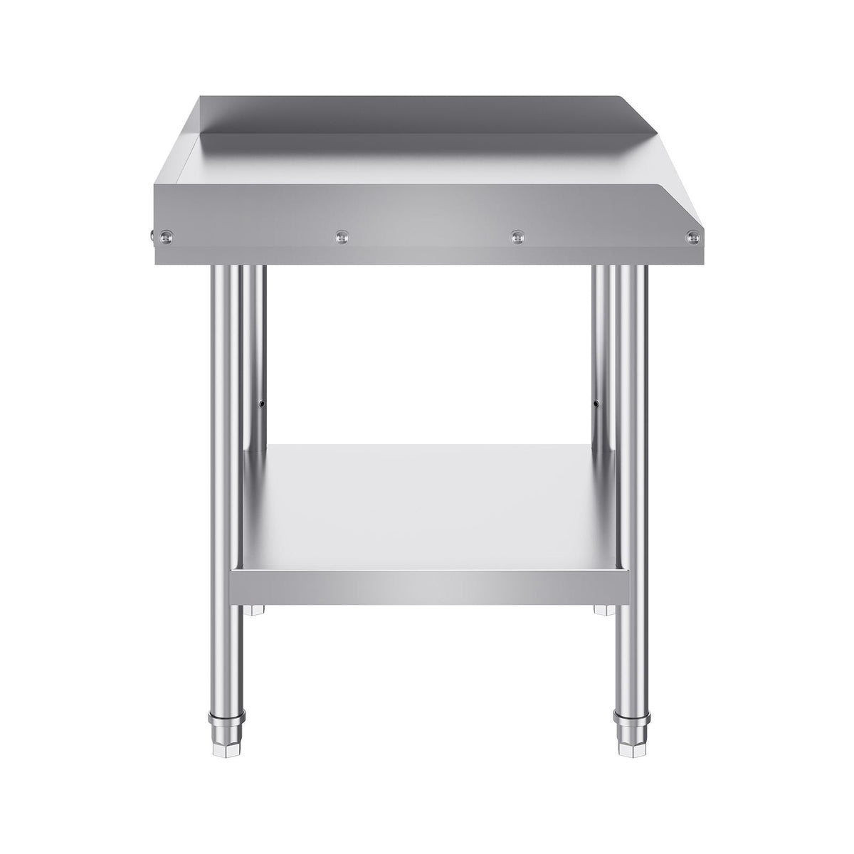 Stainless Steel Work Table, 24 x 24 x 26 Inch Commercial Food Prep Worktable, 3-Sided Backsplash Heavy Duty Prep Worktable, Metal Work Table with Adjustable Height for Restaurant Home Hotel
