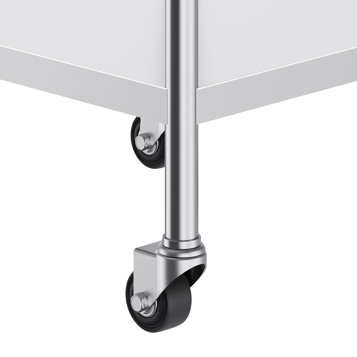 Stainless Steel Work Table, 24 x 24 x 30 Inch Commercial Food Prep Worktable with 4 Wheels, Casters, 3-Sided Backsplash Heavy Duty Prep Worktable, Metal Work Table for Restaurant Home Hotel