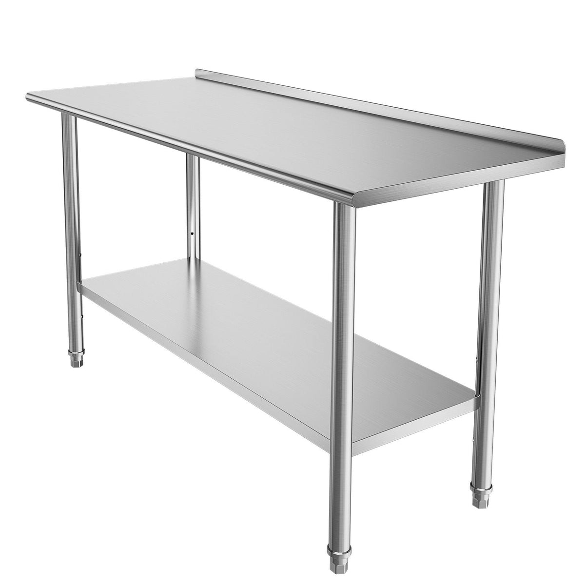Stainless Steel Work Table, 24x60 Inch Food Prep Table with Backsplash, Commercial Kitchen Workstation with Adjustable Undershelf, Metal Heavy Duty Utility Worktable, for Restaurant Home Outdoor