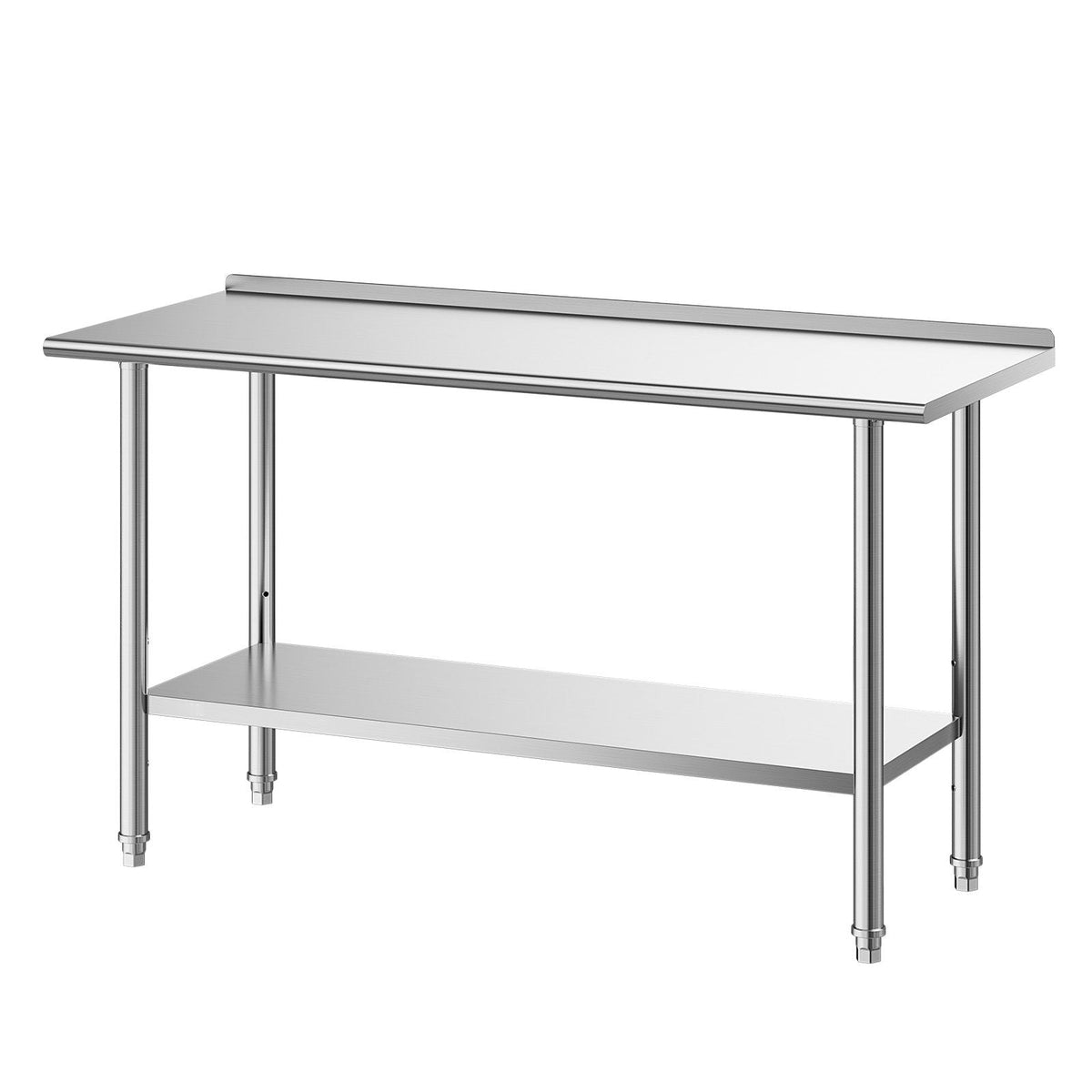 Stainless Steel Work Table, 24x60 Inch Food Prep Table with Backsplash, Commercial Kitchen Workstation with Adjustable Undershelf, Metal Heavy Duty Utility Worktable, for Restaurant Home Outdoor