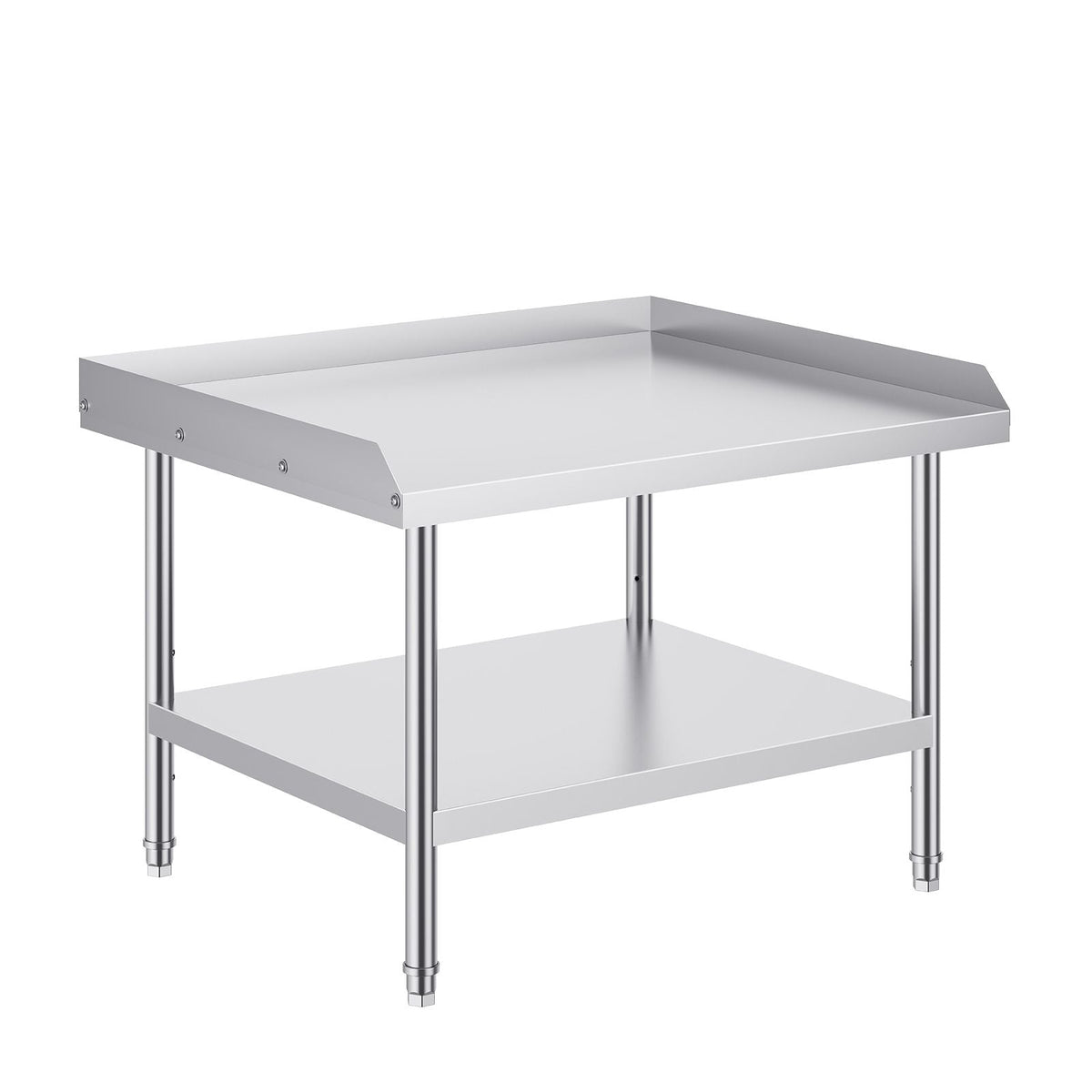 Stainless Steel Work Table, 30 x 36 x 26 Inch Commercial Food Prep Worktable, 3-Sided Backsplash Heavy Duty Prep Worktable, Metal Work Table with Adjustable Height for Restaurant Home Hotel