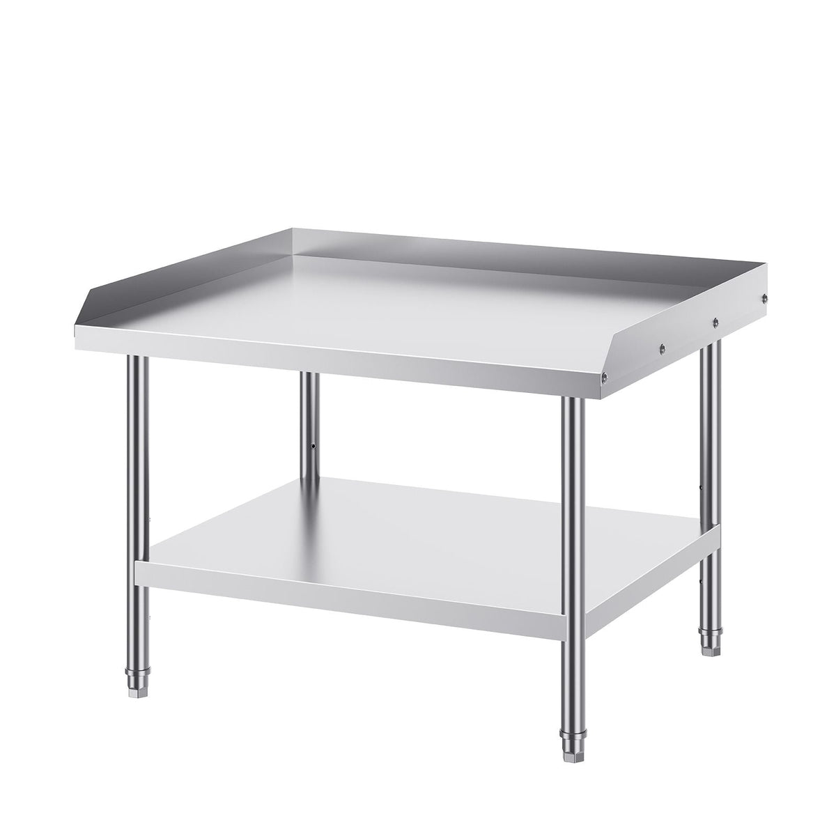 Stainless Steel Work Table, 30 x 36 x 26 Inch Commercial Food Prep Worktable, 3-Sided Backsplash Heavy Duty Prep Worktable, Metal Work Table with Adjustable Height for Restaurant Home Hotel