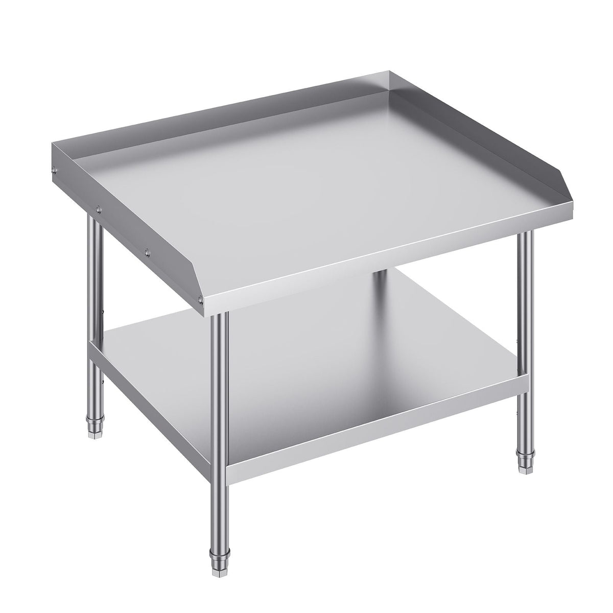 Stainless Steel Work Table, 30 x 36 x 26 Inch Commercial Food Prep Worktable, 3-Sided Backsplash Heavy Duty Prep Worktable, Metal Work Table with Adjustable Height for Restaurant Home Hotel