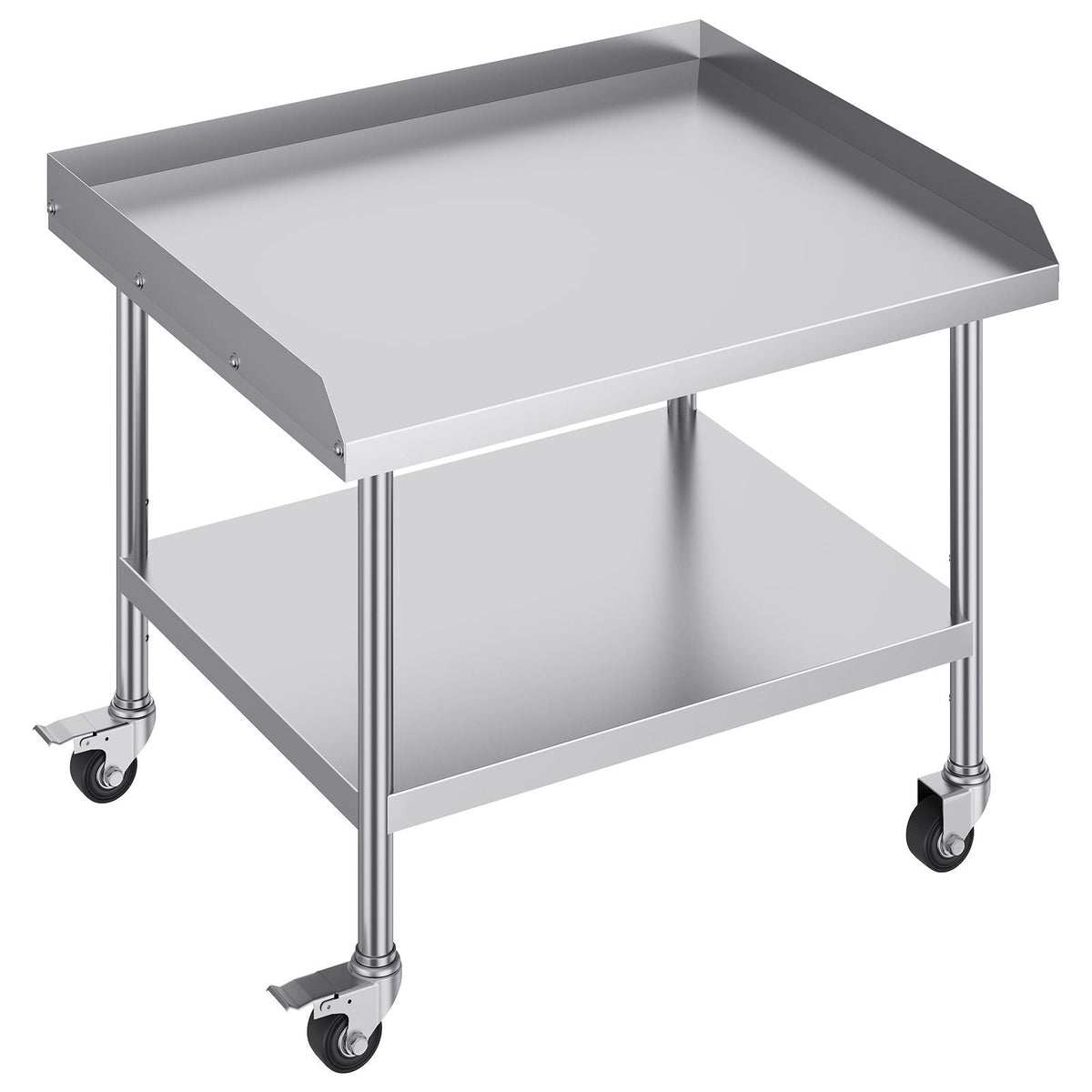 Stainless Steel Work Table, 30 x 36 x 30 Inch Commercial Food Prep Worktable with 4 Wheels, Casters, 3-Sided Backsplash Heavy Duty Prep Worktable, Metal Work Table for Restaurant Home Hotel