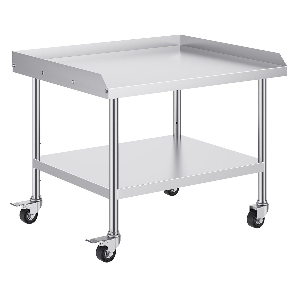 Stainless Steel Work Table, 30 x 36 x 30 Inch Commercial Food Prep Worktable with 4 Wheels, Casters, 3-Sided Backsplash Heavy Duty Prep Worktable, Metal Work Table for Restaurant Home Hotel