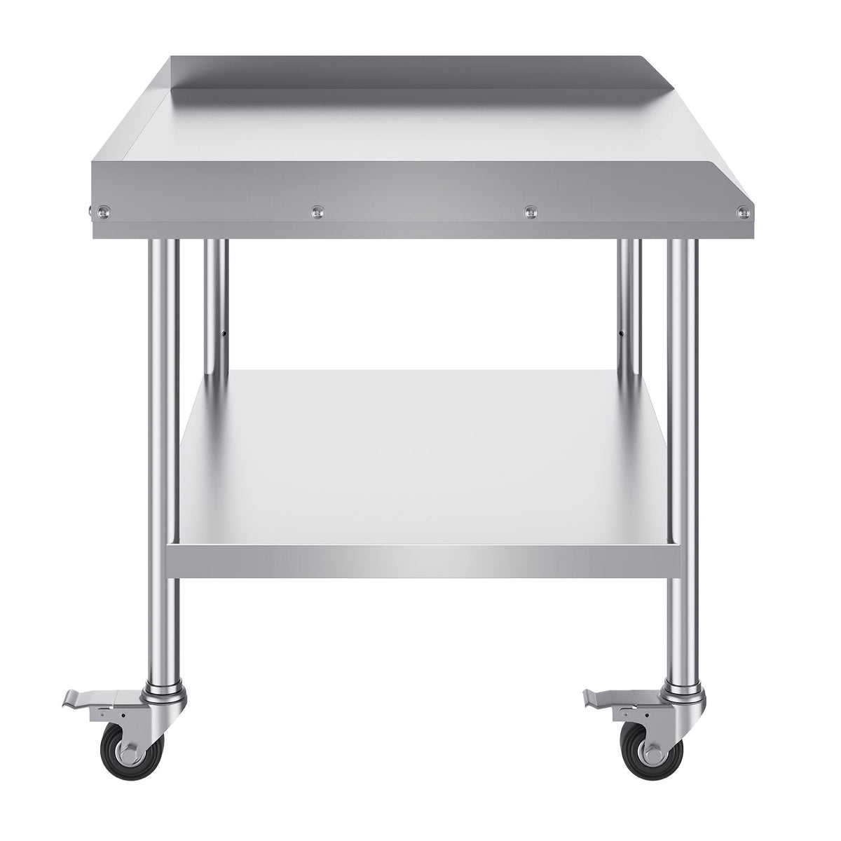 Stainless Steel Work Table, 30 x 36 x 30 Inch Commercial Food Prep Worktable with 4 Wheels, Casters, 3-Sided Backsplash Heavy Duty Prep Worktable, Metal Work Table for Restaurant Home Hotel