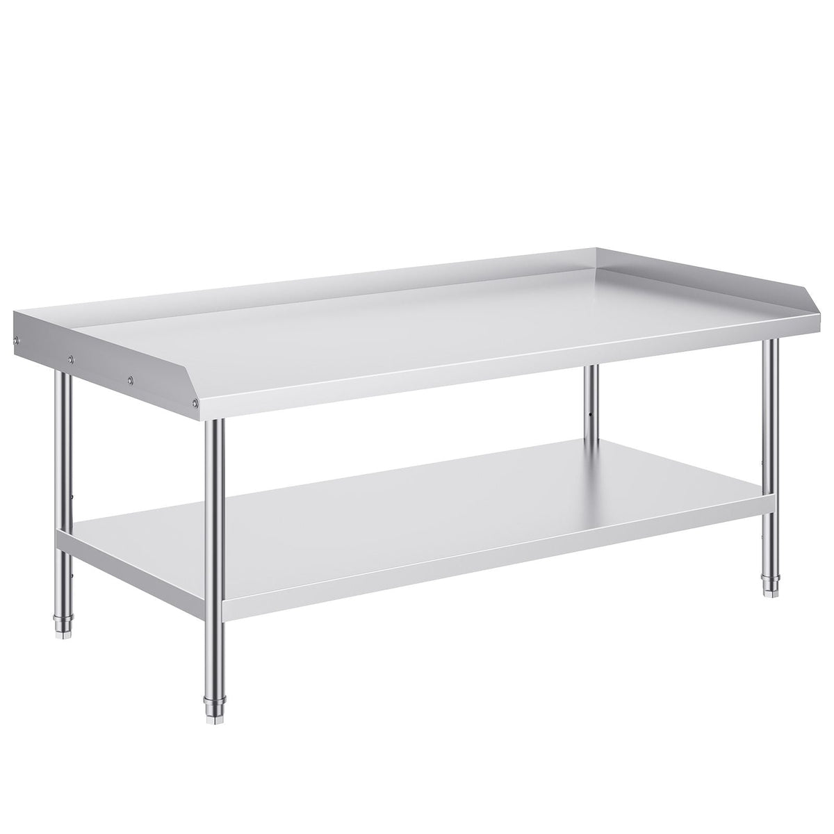 Stainless Steel Work Table, 30 x 60 x 26 Inch Commercial Food Prep Worktable, 3-Sided Backsplash Heavy Duty Prep Worktable, Metal Work Table for Restaurant Home Hotel