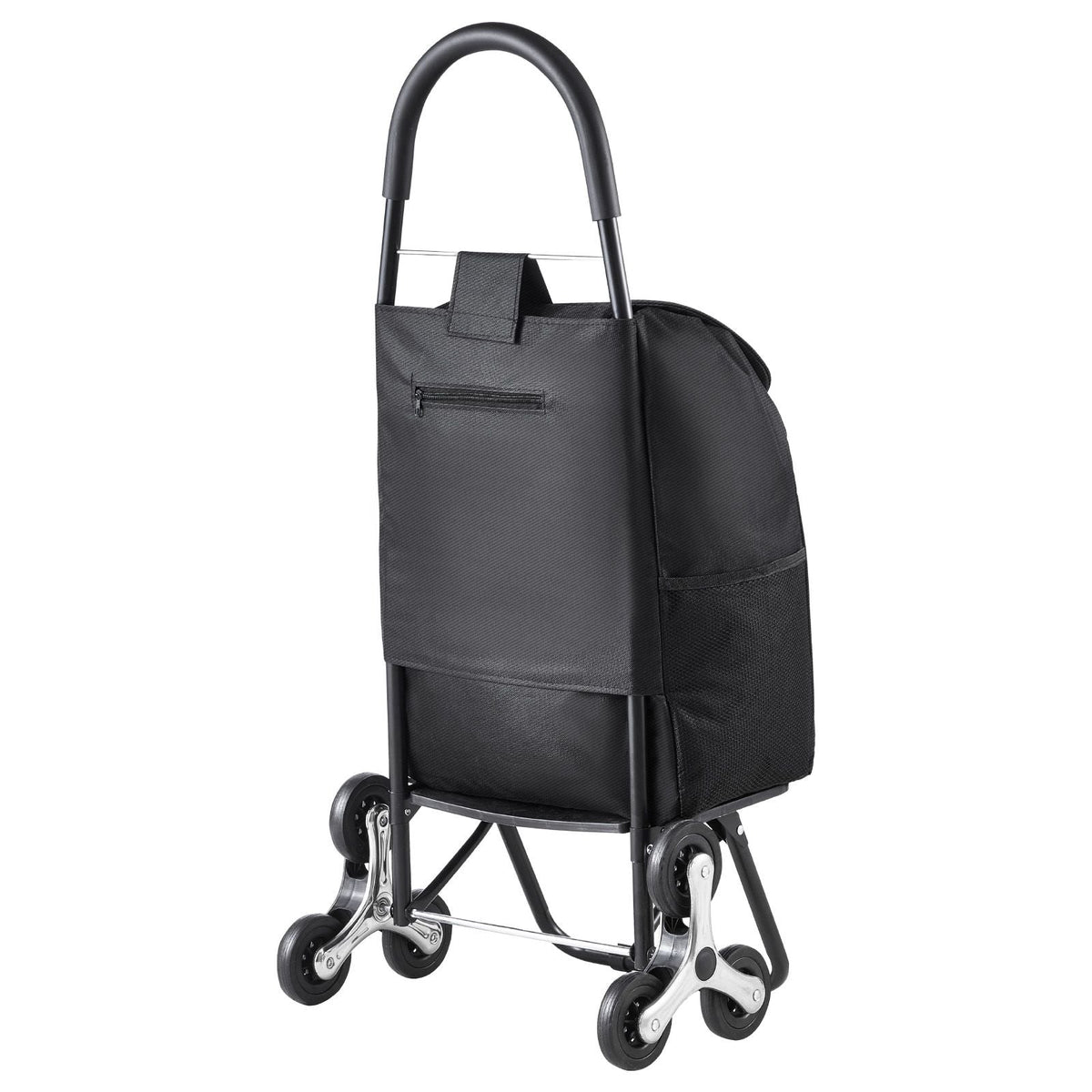 Stair Climber Trolley Dolly, 36L Folding Shopping Cart, Grocery Cart Trolley Laundry Stair Climbing Handcart with 6 Wheels & Oxford Cloth Bag, Foldable Cart for Shopping Grocery Laundry, Black