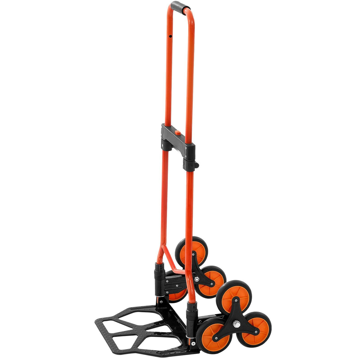 Stair Climbing Cart, 120 lbs Stair-Climbing Capacity, Portable Folding Trolley Cart with Telescoping Handle, 6 Wheels and 2 Bungee Cords, Stair Climber Dolly for Home, Groceries, Warehouse