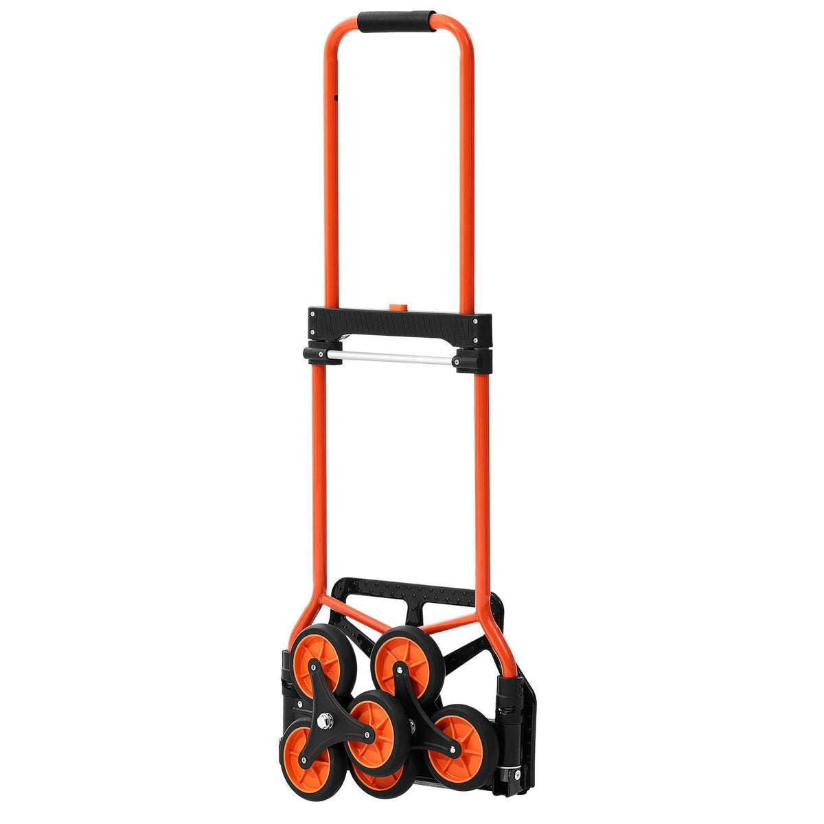 Stair Climbing Cart, 120 lbs Stair-Climbing Capacity, Portable Folding Trolley Cart with Telescoping Handle, 6 Wheels and 2 Bungee Cords, Stair Climber Dolly for Home, Groceries, Warehouse
