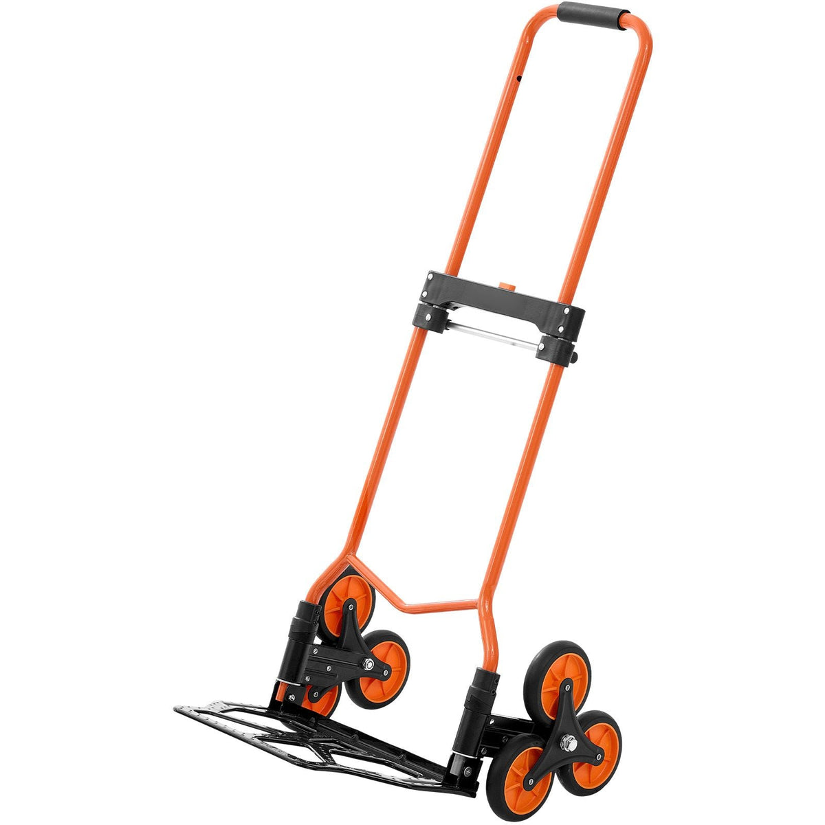 Stair Climbing Cart, 120 lbs Stair-Climbing Capacity, Portable Folding Trolley Cart with Telescoping Handle, 6 Wheels and 2 Bungee Cords, Stair Climber Dolly for Home, Groceries, Warehouse