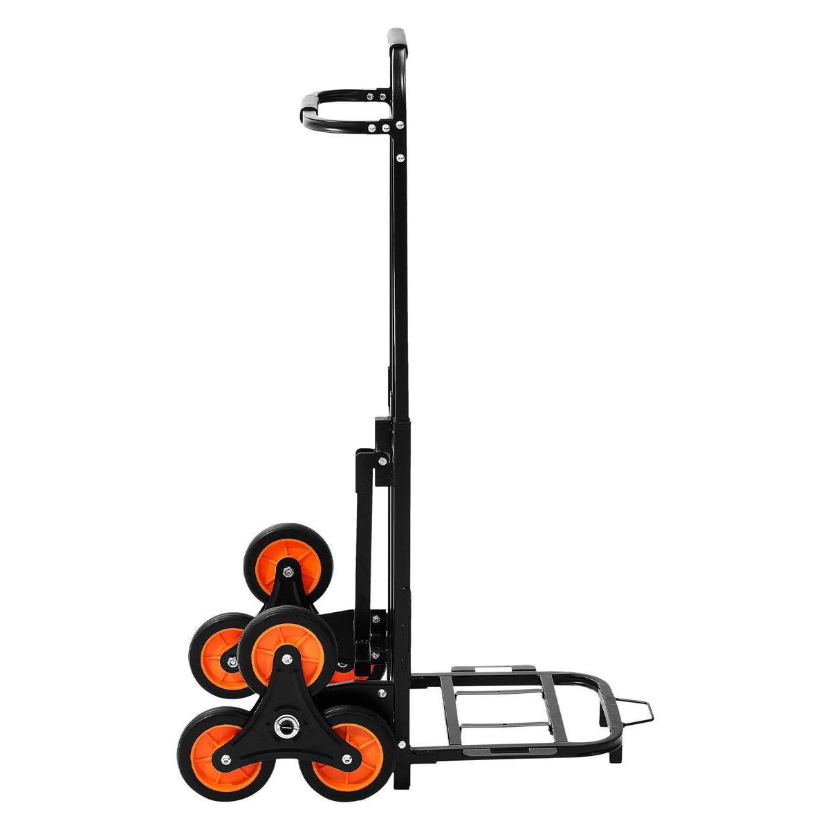 Stair Climbing Cart, 220 lbs Stair-Climbing Capacity, Heavy-Duty Folding Trolley Cart with Telescoping Handle, 6 Wheels and 2 Bungee Cords, Stair Climber Dolly for Home, Groceries, Warehouse