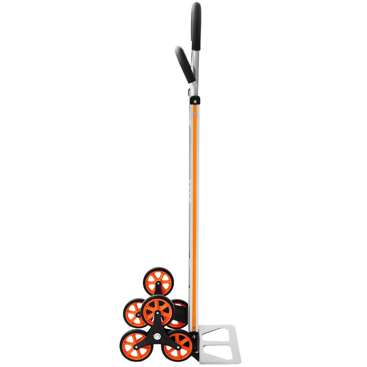 Stair Climbing Cart, 330 lbs Stair-Climb Capacity, Aluminum Alloy Folding Trolley Cart with Telescoping Handle, 6 Wheels and 2 Bungee Cords, Stair Climber Dolly for Home, Groceries, Warehouse