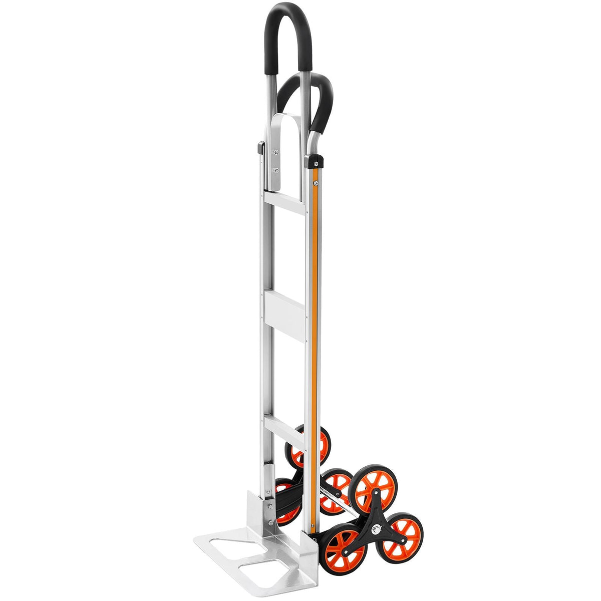 Stair Climbing Cart, 330 lbs Stair-Climb Capacity, Aluminum Alloy Folding Trolley Cart with Telescoping Handle, 6 Wheels and 2 Bungee Cords, Stair Climber Dolly for Home, Groceries, Warehouse