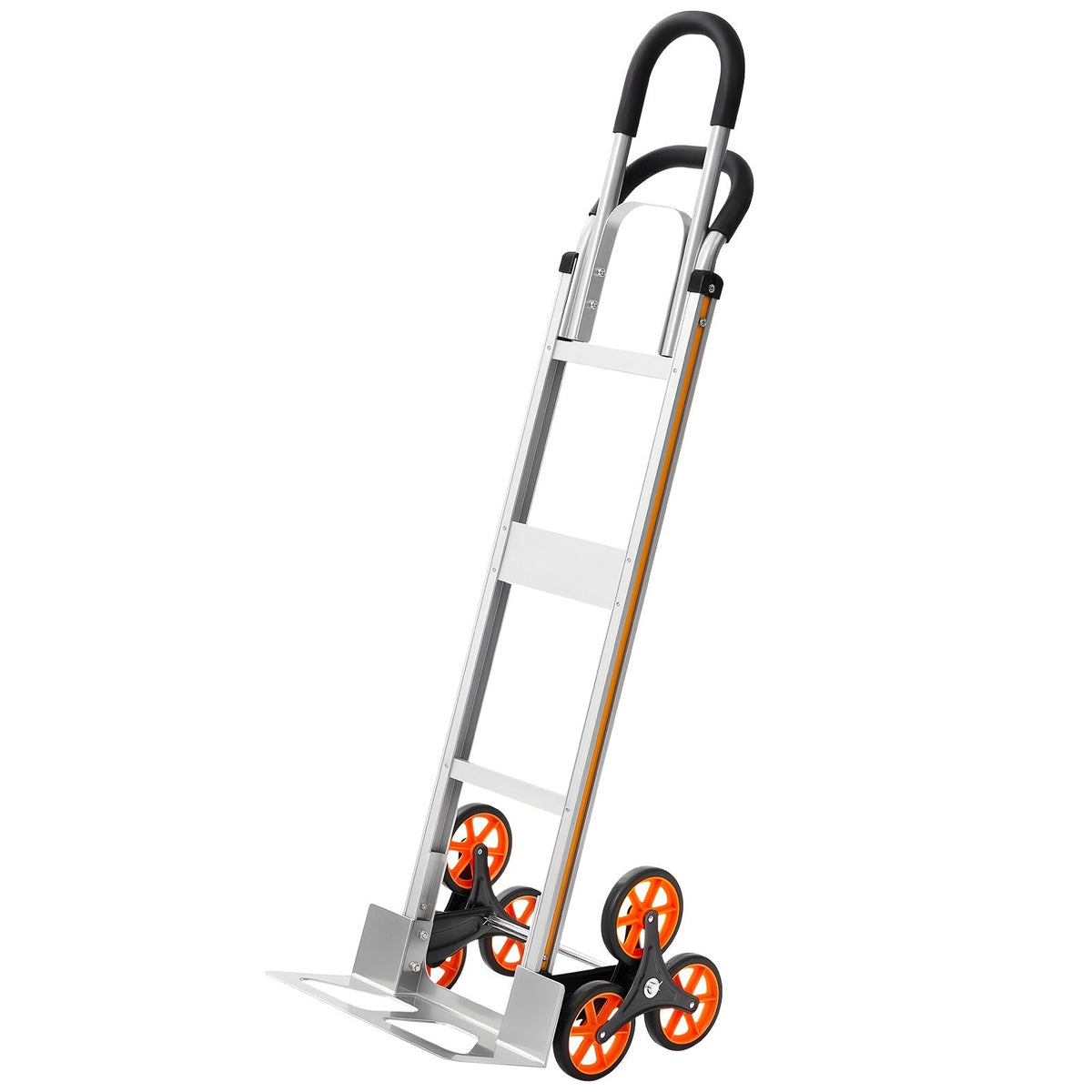 Stair Climbing Cart, 330 lbs Stair-Climb Capacity, Aluminum Alloy Folding Trolley Cart with Telescoping Handle, 6 Wheels and 2 Bungee Cords, Stair Climber Dolly for Home, Groceries, Warehouse