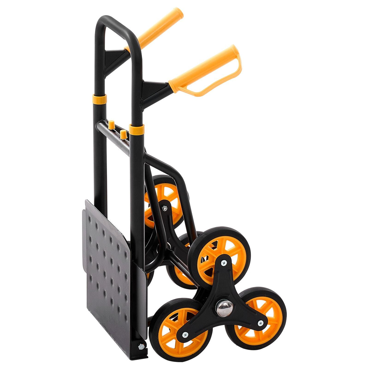 Stair Climbing Cart, 330 lbs Stair-Climbing Capacity, Heavy-Duty Folding Trolley Cart with Telescoping Handle, 6 Wheels and 2 Bungee Cords, Stair Climber Dolly for Home, Groceries, Warehouse