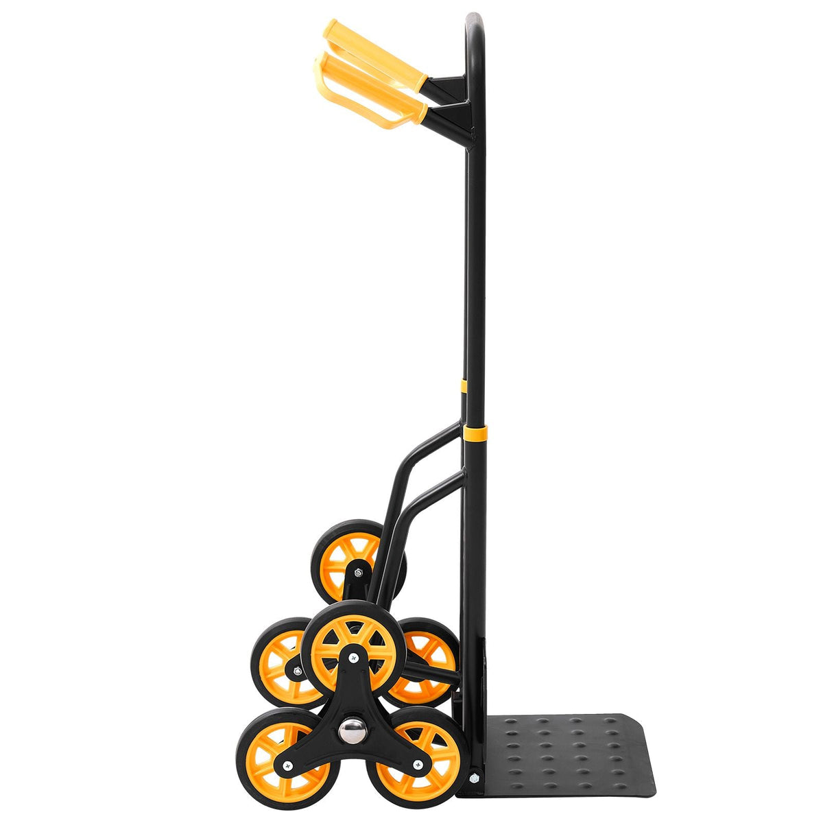 Stair Climbing Cart, 330 lbs Stair-Climbing Capacity, Heavy-Duty Folding Trolley Cart with Telescoping Handle, 6 Wheels and 2 Bungee Cords, Stair Climber Dolly for Home, Groceries, Warehouse