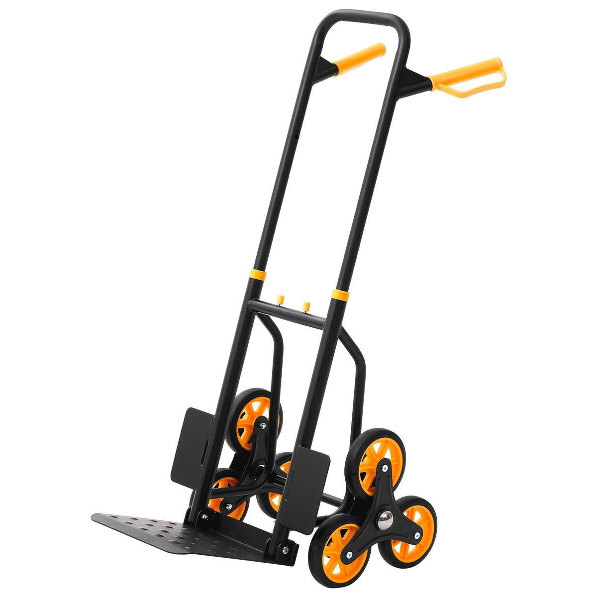 Stair Climbing Cart, 330 lbs Stair-Climbing Capacity, Heavy-Duty Folding Trolley Cart with Telescoping Handle, 6 Wheels and 2 Bungee Cords, Stair Climber Dolly for Home, Groceries, Warehouse
