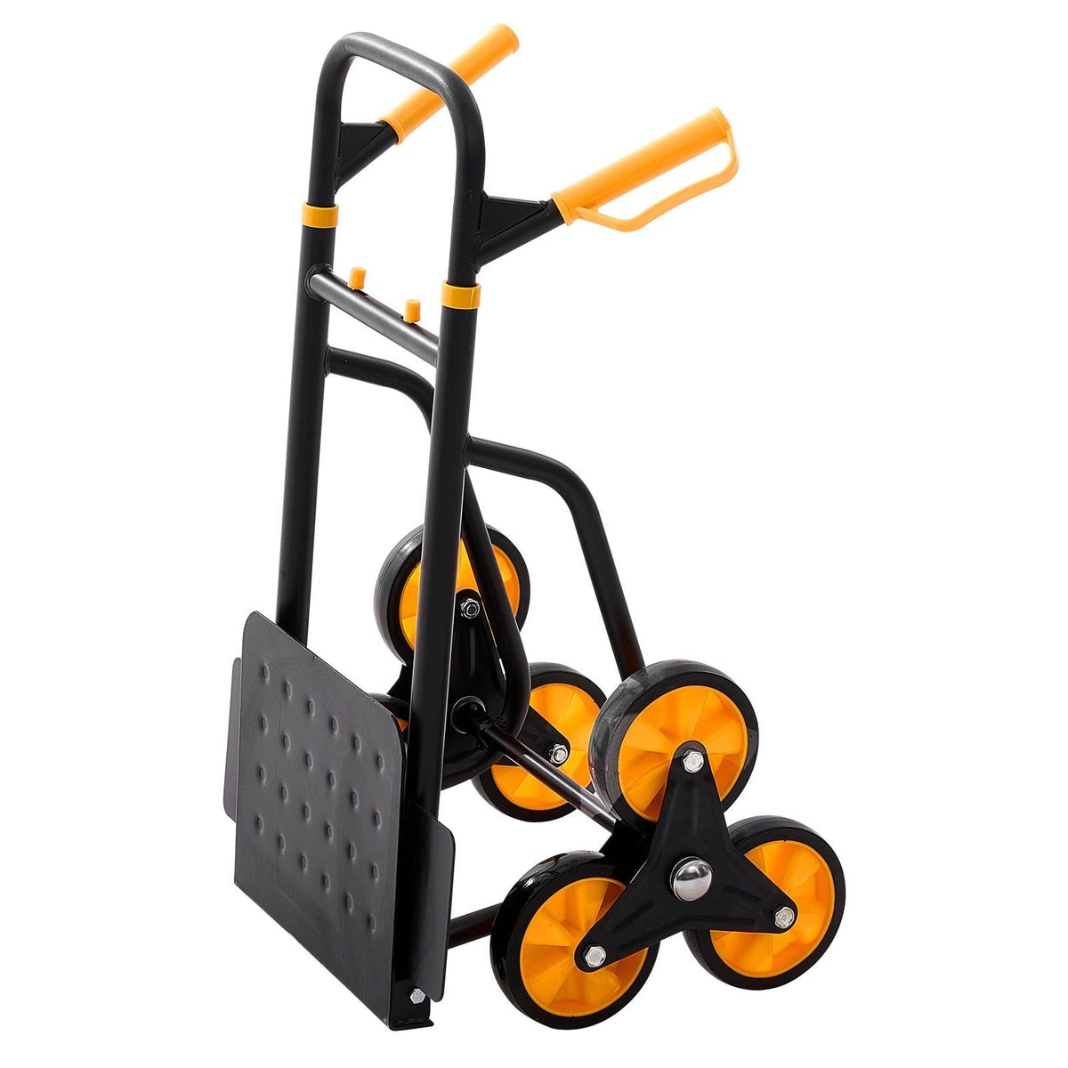 Stair Climbing Cart, 440 lbs Stair-Climbing Capacity, Heavy-Duty Folding Trolley Cart with Telescoping Handle, 6 Wheels and 2 Bungee Cords, Stair Climber Dolly for Home, Groceries, Warehouse