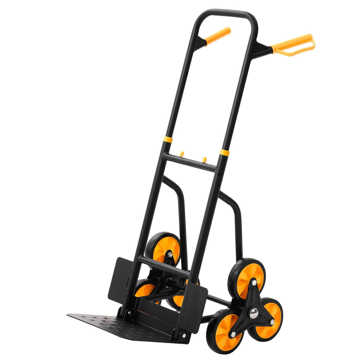 Stair Climbing Cart, 440 lbs Stair-Climbing Capacity, Heavy-Duty Folding Trolley Cart with Telescoping Handle, 6 Wheels and 2 Bungee Cords, Stair Climber Dolly for Home, Groceries, Warehouse