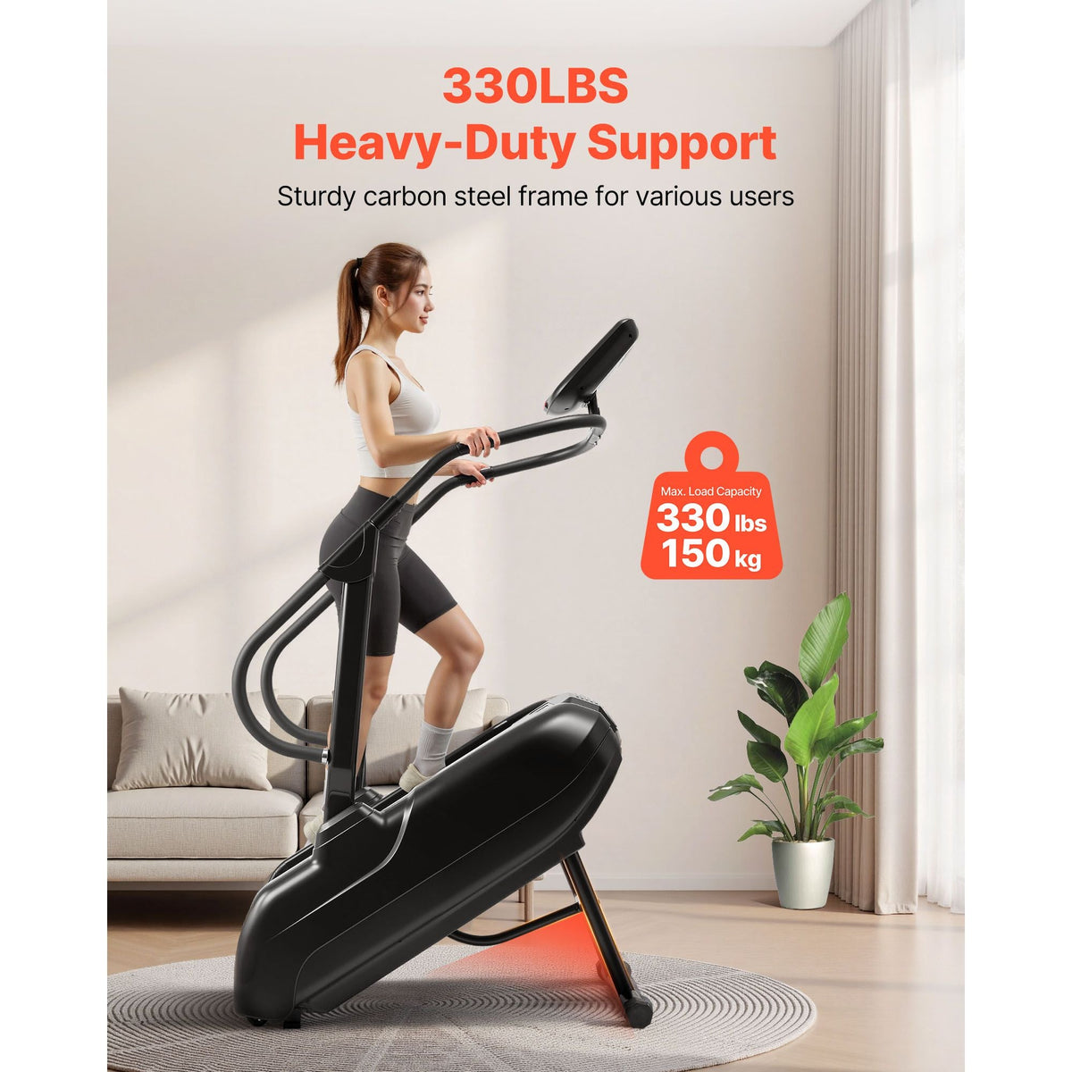 Stair Stepper Machine, LED Screen Continuous Climbing Machines, Max Load 330 Lbs Stepping Climber for Home, 15 Speed Levels 28-168 Steps/Minute Stepmill Exercise for Cardio Lower Body