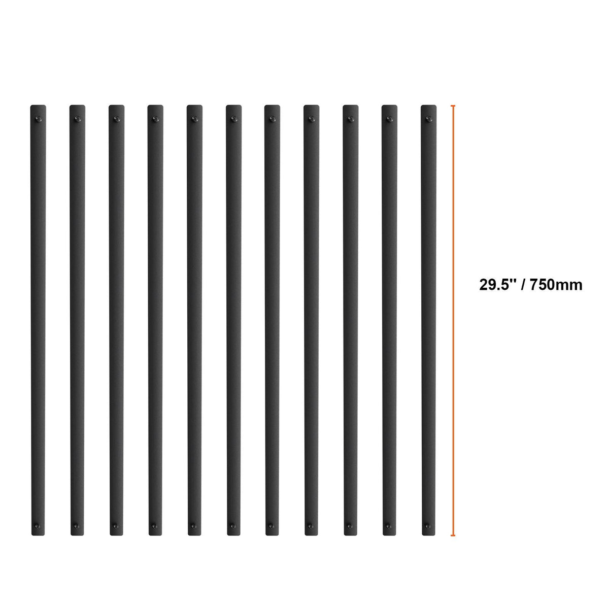 Staircase Metal Balusters, 29.5'' x 1'' Flat Aluminum Alloy Decorative Banister Spindles, 51 Pack Deck Baluster with Screws, Classic Hollow Deck Railing Satin Black Powder Coated for Porch
