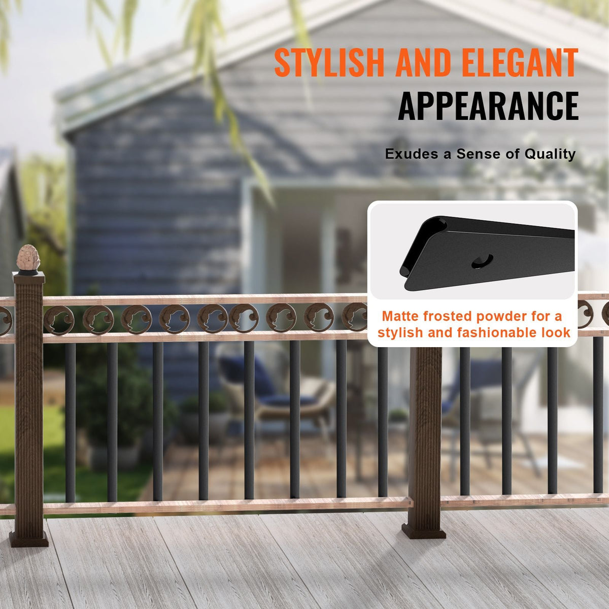 Staircase Metal Balusters, 32.28" x 1" x 0.2" Flat Aluminum Alloy Decorative Banister Spindles, 51 Pack Deck Baluster with Screws, Classic Hollow Deck Railing Satin Black Powder Coated for Porch