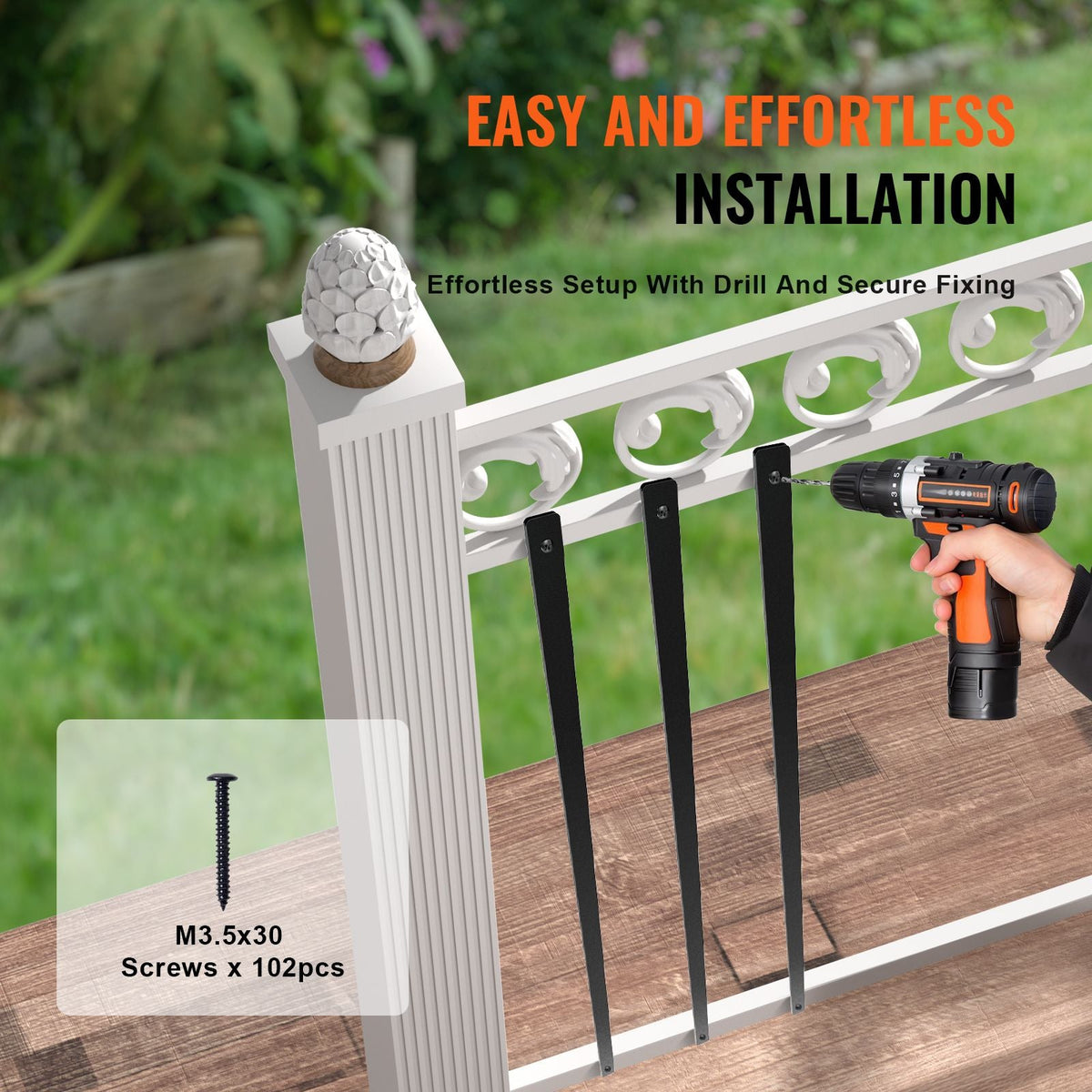 Staircase Metal Balusters, 32.28" x 1" x 0.2" Flat Aluminum Alloy Decorative Banister Spindles, 51 Pack Deck Baluster with Screws, Classic Hollow Deck Railing Satin Black Powder Coated for Porch