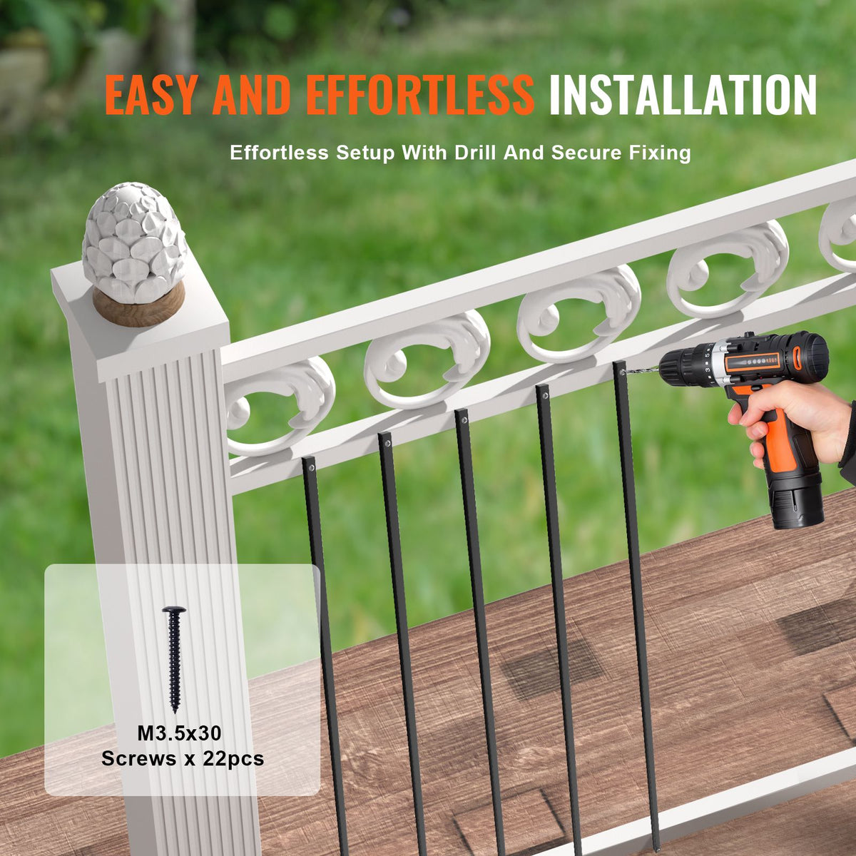 Staircase Metal Balusters, 44'' x 0.5'' Square Aluminum Alloy Decorative Banister Spindles, 11 Pack Deck Baluster with Screws, Classic Hollow Straight Deck Railing Satin Black Powder Coated