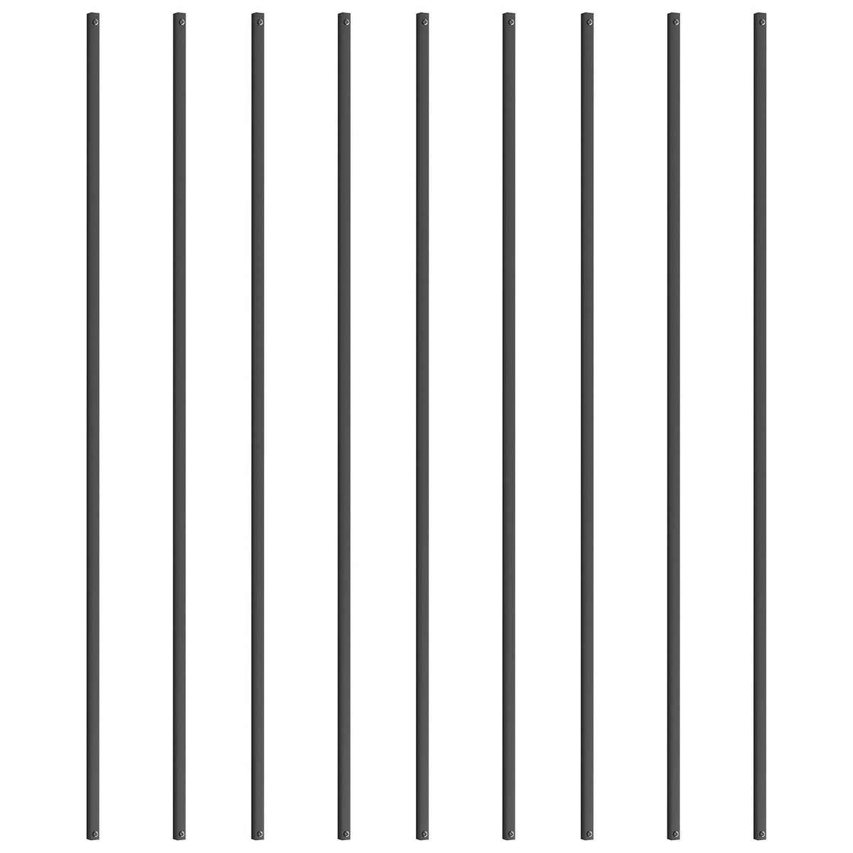 Staircase Metal Balusters, 44'' x 0.5'' Square Aluminum Alloy Decorative Banister Spindles, 11 Pack Deck Baluster with Screws, Classic Hollow Straight Deck Railing Satin Black Powder Coated