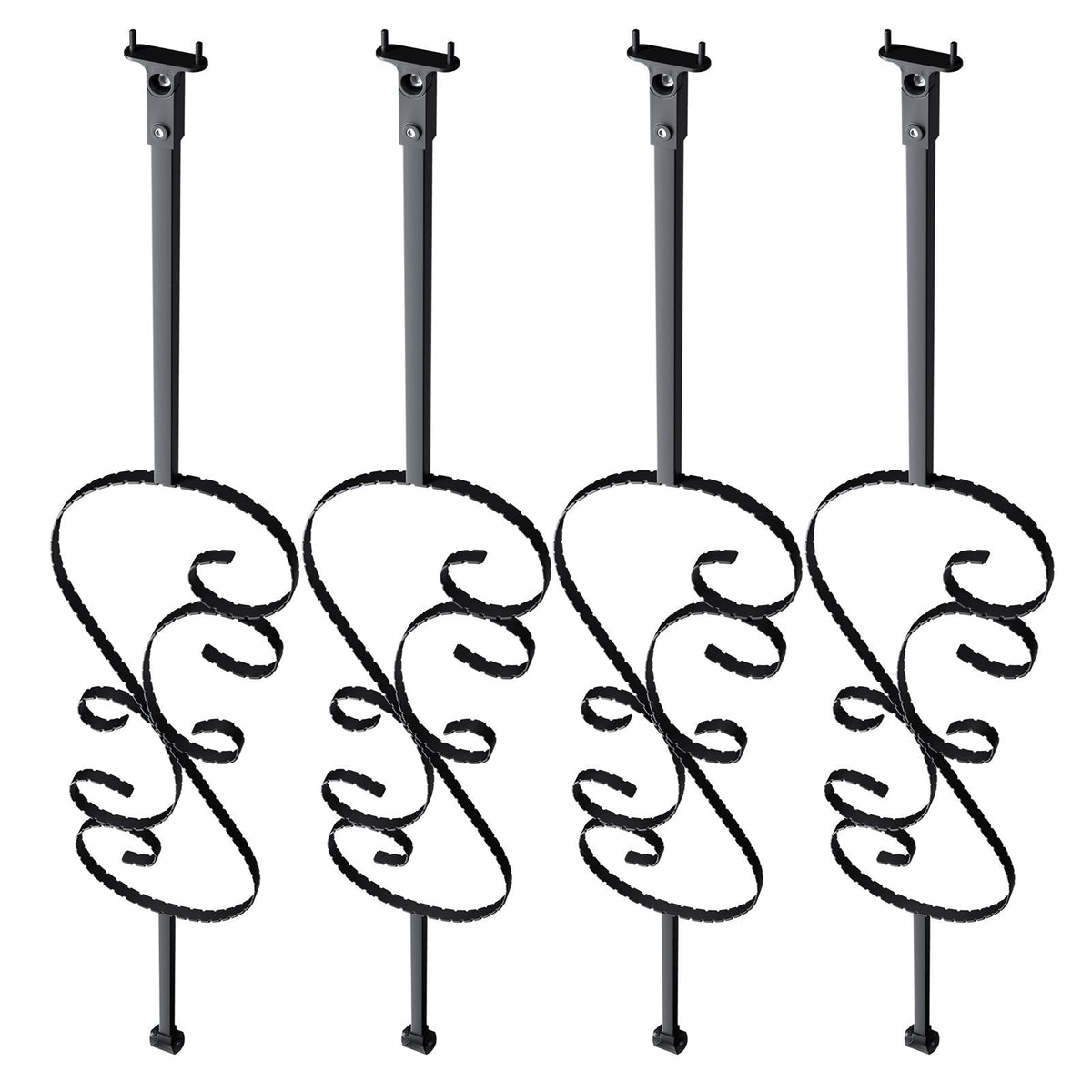Staircase Metal Balusters, 44'' x 1/2" Galvanized Steel Decorative Banister Spindles, 5 Pack S Shape Deck Baluster, Hollow Satin Black Spiral Stair Railing with Shoes & Screws