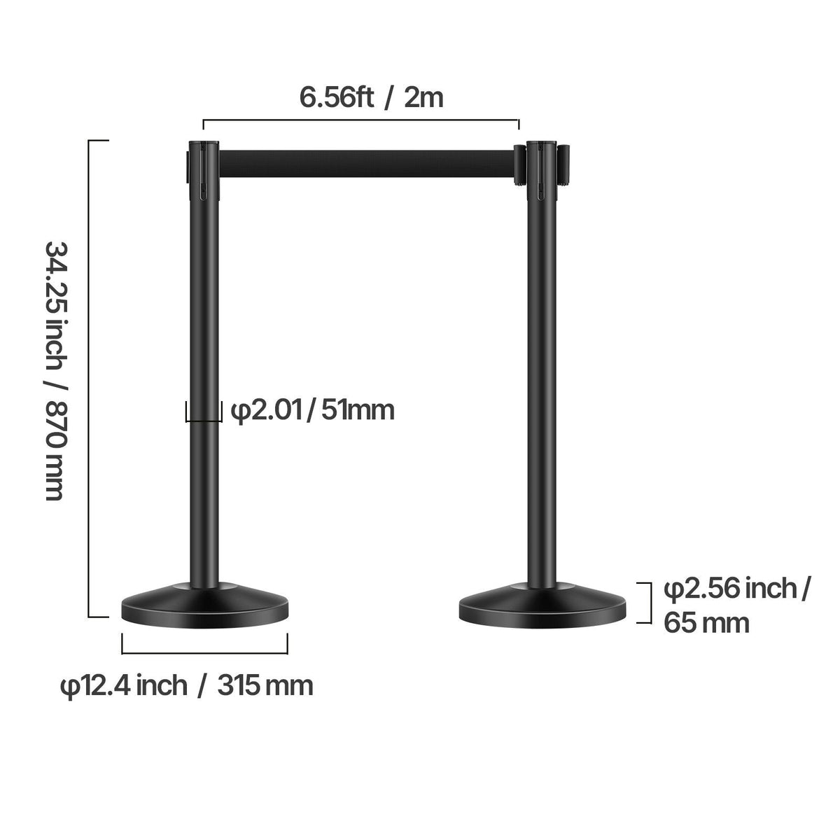 Stanchion Post, 4 Pcs Stanchions with Retractable Belts, Carbon Steel Black Stanchions Queue with Sand Injection Hollow Base, Crowd Control Barriers for Theaters, Parties, Weddings, Exhibitions