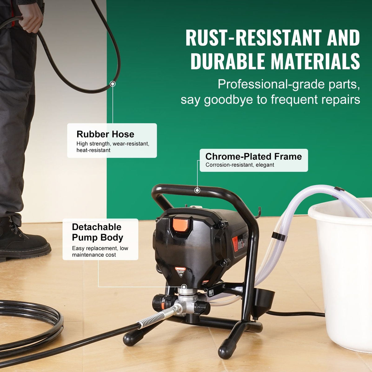 Stand Airless Paint Sprayer, 3000PSI 750W Efficient Electric Airless Sprayer,for Home Interior and Exterior Furniture and Fences, Handheld Paint Sprayers, Fine and Even Painting Effect