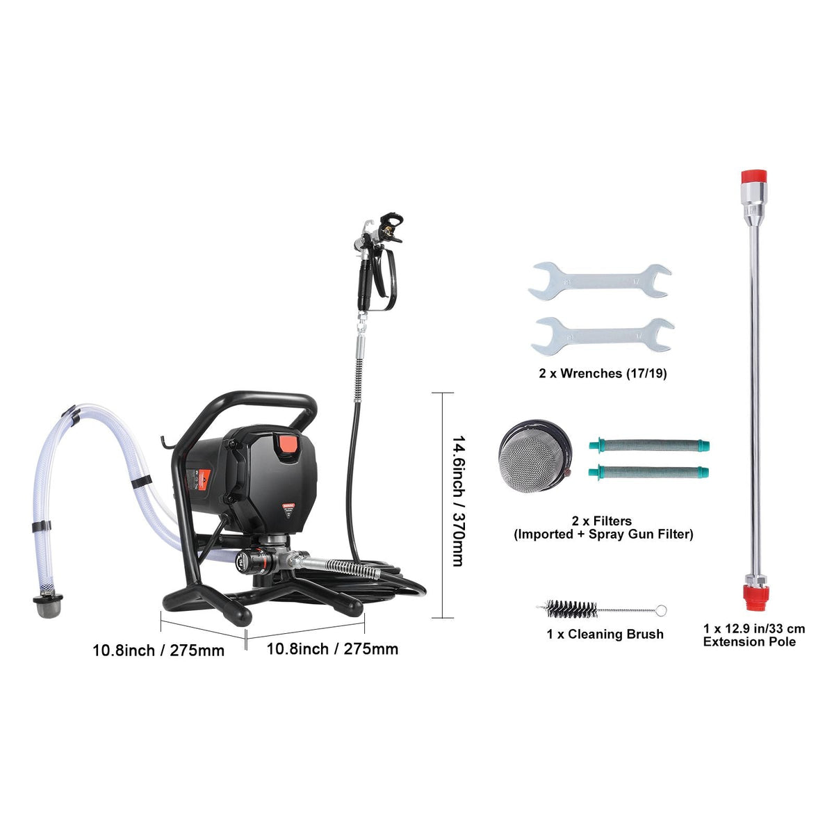 Stand Airless Paint Sprayer, 3000PSI 750W Efficient Electric Airless Sprayer,for Home Interior and Exterior Furniture and Fences, Handheld Paint Sprayers, Fine and Even Painting Effect