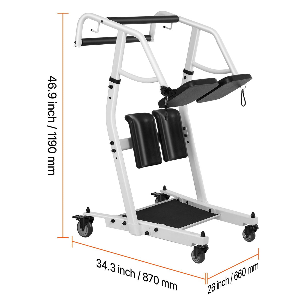 Stand Assist Patient Lift, Easy Sit-to-Stand Transfer Chair for Seniors Disabled - with Adjustable Knee Pads, PU Seat Pad & Lockable Wheels, 400 lbs Strong Capacity for Home Nursing Care